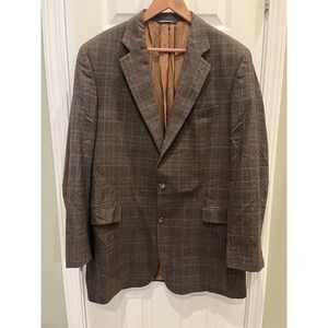 Jack Victor 44XL Brown Tweed Luxorwood SPJ‎ 100% Wool Mens Blazer Glen Check